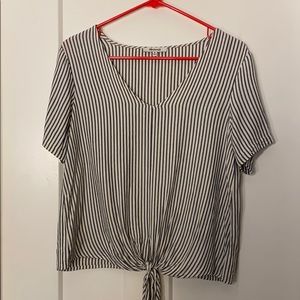 MADEWELL striped front tie blouse